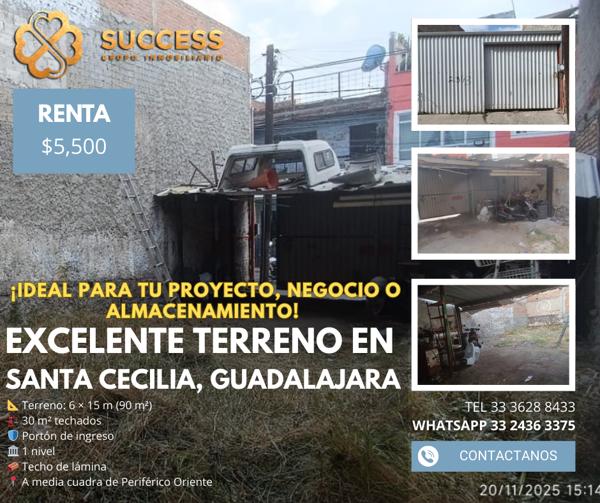 Terreno en Renta – Santa Cecilia, Guadalajara
