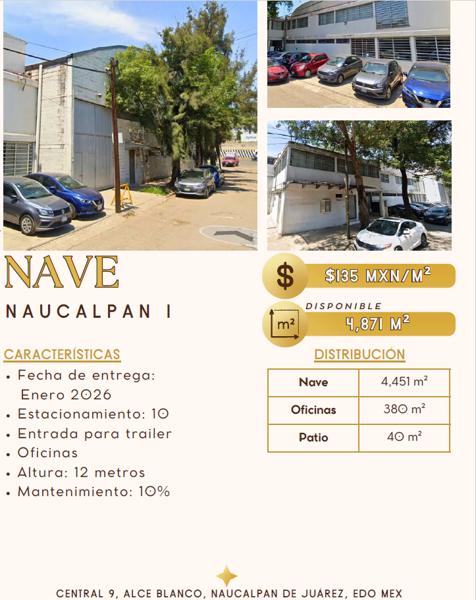 se renta Bodega en Alce Blanco, Naucalpan con entrada para trailer