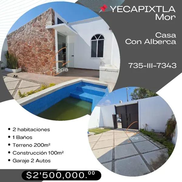 CASA EN VENTA O RENTA CON ALBERCA EN YECAPIXTLA