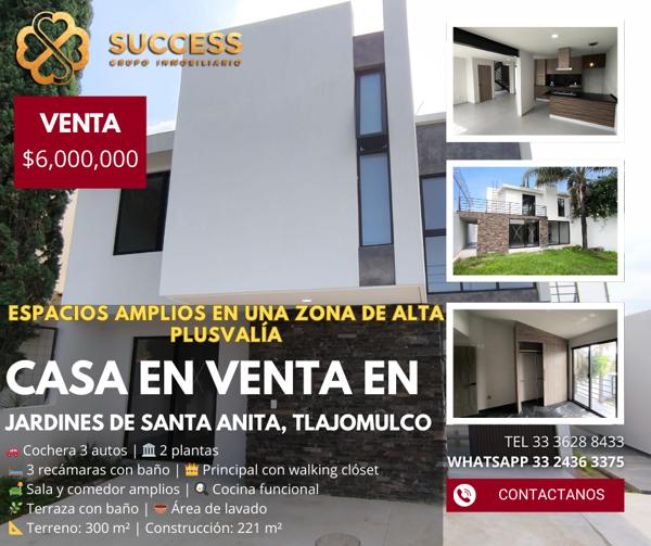 Casa en Venta – Jardines de Santa Anita, Tlajomulco