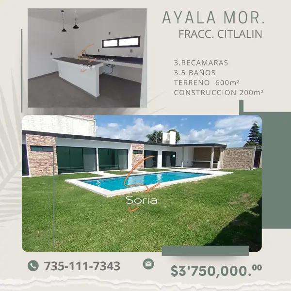 CASA EN AYALA UNA SOLA PLANTA

FRACCIONAMIENTO CITLALIN