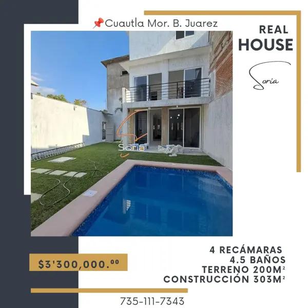 CASA EN VENTA CUAUTLA CON ALBERCA...!!