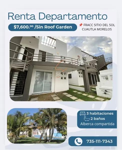 Departamento en renta en sitio del sol cuautla