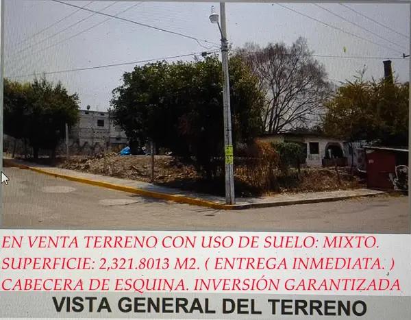 TEHUIXTLA MORELOS REMATO TERRENO ( CABECERA DE ESQUINA ) 2,322 M2. USO DE SUELO MIXTO.