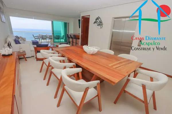 Departamento de playa con 3 recámaras y terraza con vista frontal al mar
