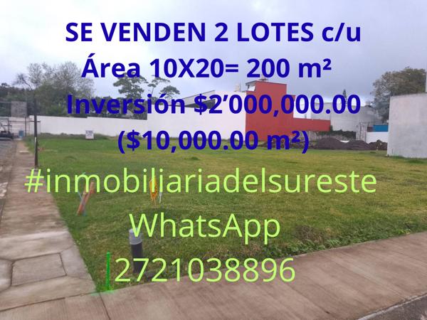 ?? Fccto “OCÉANUS” 
BARRIO NUEVO ORIZABA Veracruz 
Área 10X20= 200 m²  
($10,000.00 m²)