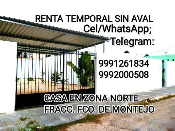 En MERIDA Renta temporal sin aval Casa amueblada cerca de Periferico Norte