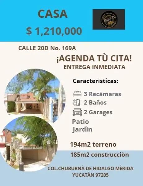 CASA DE ENTREGA INMEDIATA EN CHUBURNÀ DE HIDALGO YUCATÀN