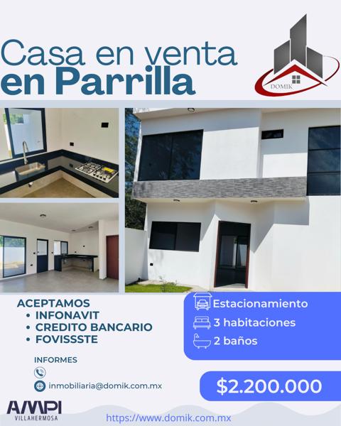 Casa en venta en Parrilla, Centro, Tabasco