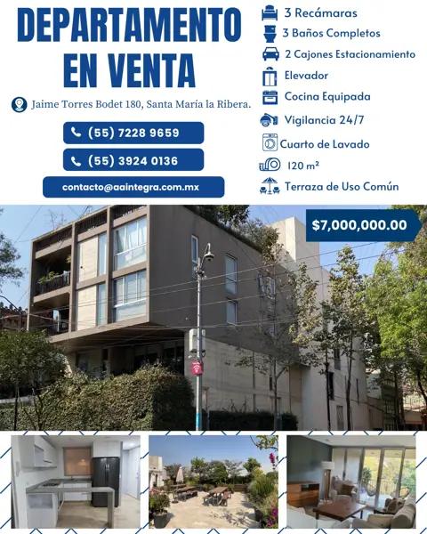Departamento en Venta en Santa María la Ribera Departamento en Venta en Santa María la Ribera