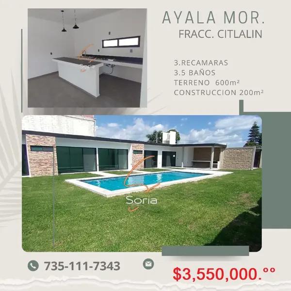 CASA EN MORELOS

FRACCIONAMIENTO CITLALIN VILLA DE AYALA MORELOS
