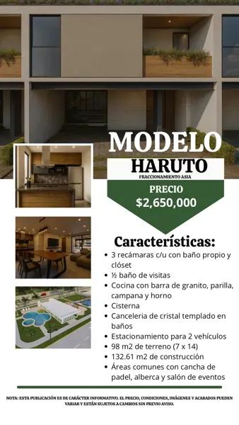 En venta, casas nuevas de 2 y 3 recámaras en el Fraccionamiento Asia (pasando Pomoca).