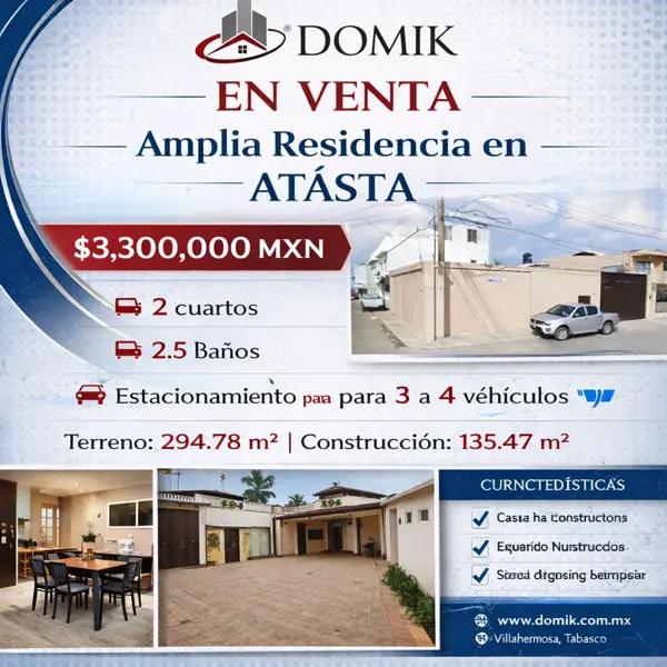 Casa en venta en Atasta de Serra, Centro, Tabasco