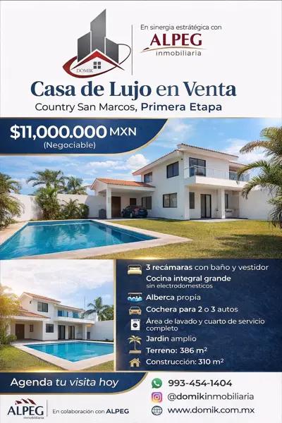 En venta casa en Country San Marcos, primera etapa, por $11,000,000.00 (negociable)