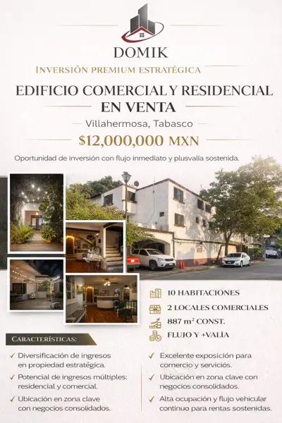 EN VENTA edificio comercial y residencial: 1 casa, 4 deptos y 2 locales, ideal para vivir y rentar.