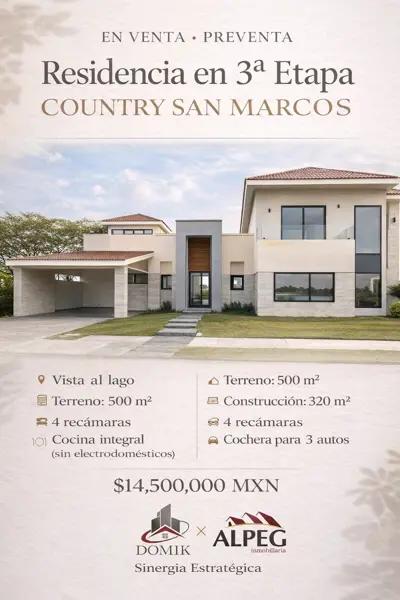 En venta casa en preventa en la 3a etapa de COUNTRY SAN MARCOS $14,500,000.00