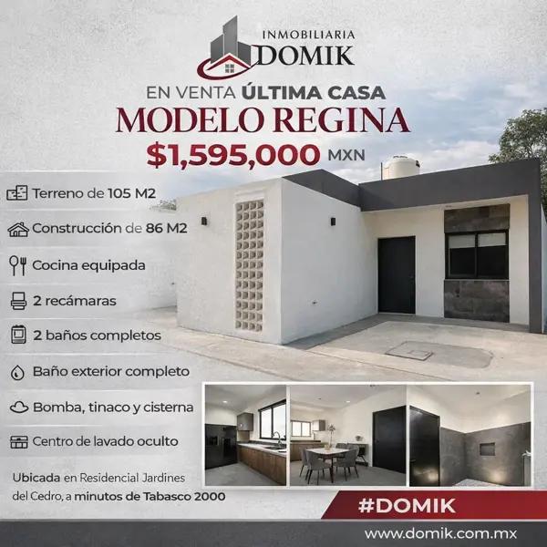 En venta última casa modelo REGINA $1,595,000.00