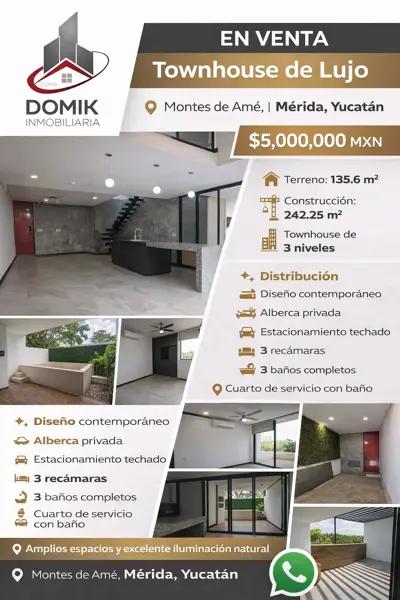 EN VENTA hermoso Townhouse en Mérida, Yucatán, $5,000,000. EN VENTA hermoso Townhouse en Mérida, Yucatán, $5,000,000.