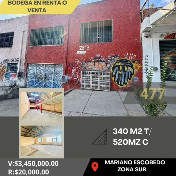 BODEGA EN RENTA O VENTA EN MARIANO ESCOBEDO