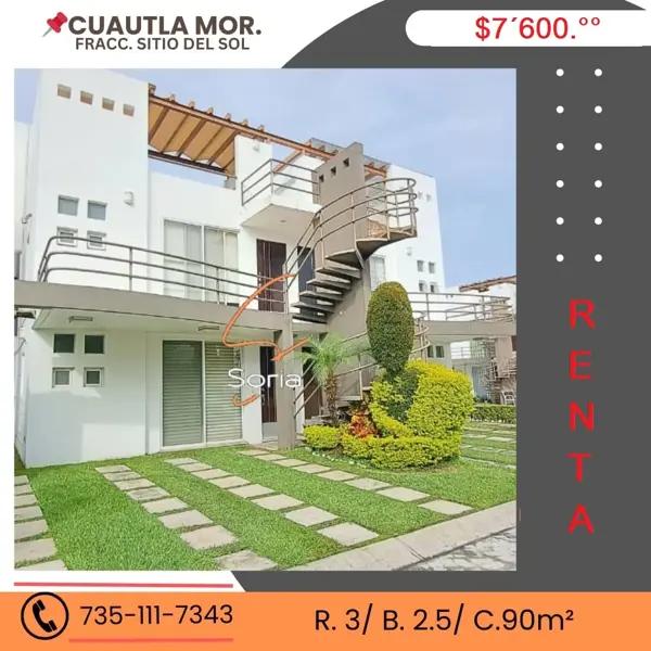DEPARTAMENTO  EN RENTA   CUAUTLA MORELOS

FRACCIONAMIENTO SITIO DEL SOL