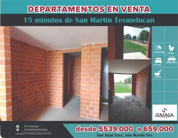 PREVENTA DE DEPARTAMENTOS EN SAN JUAN TUXCO, SAN MARTIN TEXMELUCAN.