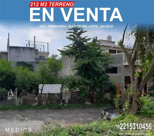 TERRENO EN REMATE EN PUERTO VALLARTA, JALISCO, COL. PRIMAVERA 212 M2, PRECIO NEGOCIABLE