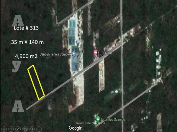 Terreno en Venta 4,900 m2 en Carretera Cancún-Mérida. Bosques del Caribe, Cancún