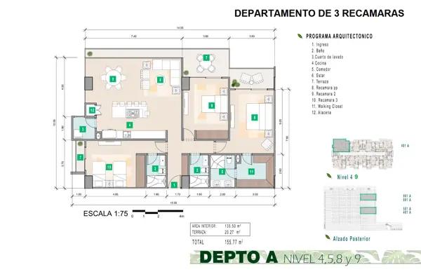 Departamento en PRE VENTA, 3 Recámaras, 25 Amenidades, Av.  Huayacán, SM 312, Cancún