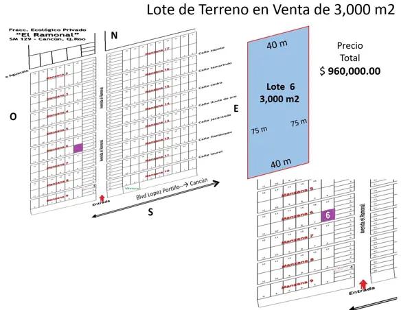 Terreno en Venta Ecológico, con 3,000 m2, El Ramonal, Carretera Cancún-Mérida Terreno en Venta Ecológico, con 3,000 m2, El Ramonal, Carretera Cancún-Mérida