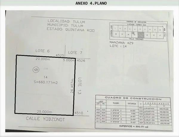 Terreno en  Venta con 661.64 m2, Uso de Suelo Mixto, Tumben Kah, Tulum, Q. Roo