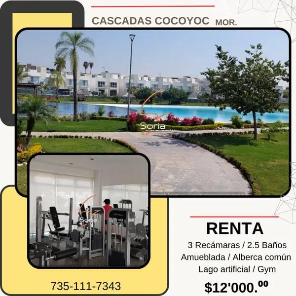 CASA AMUEBLADA EN RENTA
CASCADA DE COCOYOC 

RENTA $12,000 MENSUAL