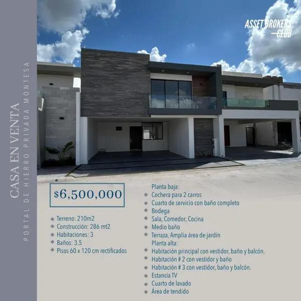 CASA EN VENTA PORTAL DE HIERRO PRIVADA MONTESA