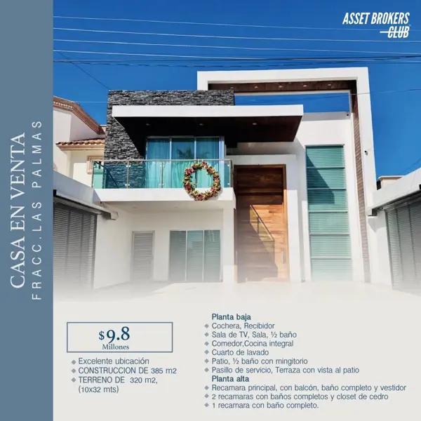 CASA EN VENTA FRACCIONAMIENTO LAS PALMAS