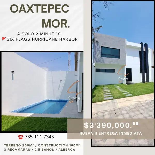 CASA EN VENTA CON ALBERCA, EN OAXTEPEC, MORELOS
$3,390,000.00