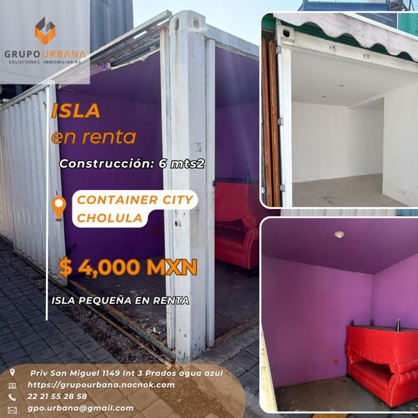 Isla comercial en renta en planta baja en Container City, San Andrés Cholula