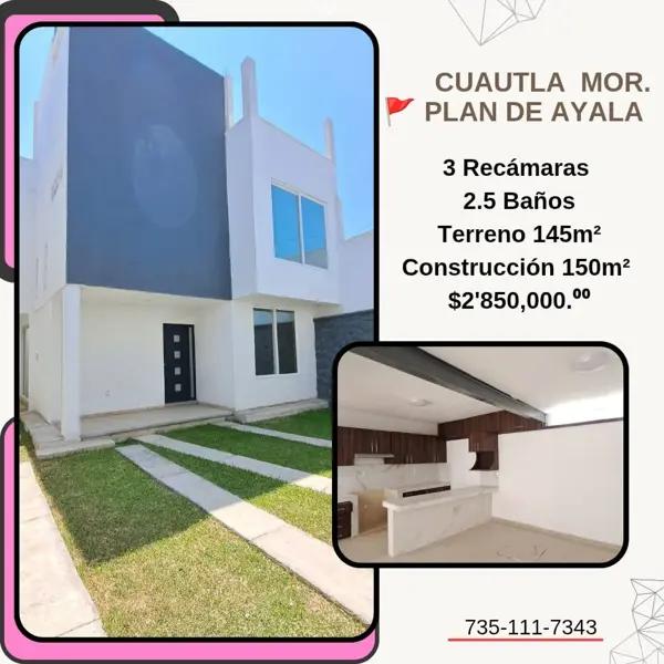 CASA  EN VENTA   
PLAN DE AYALA  CUAUTLA MORELOS