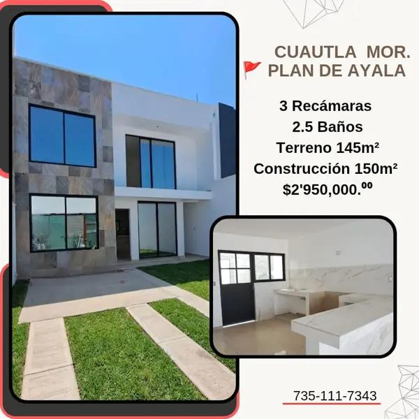 CASA  EN VENTA   
PLAN DE AYALA  CUAUTLA MORELOS