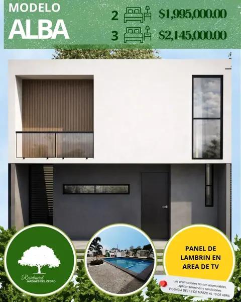 En venta bonitas casas de 2 y 3 recamaras en Residencial Jardines del Cedro desde $1,945,000
