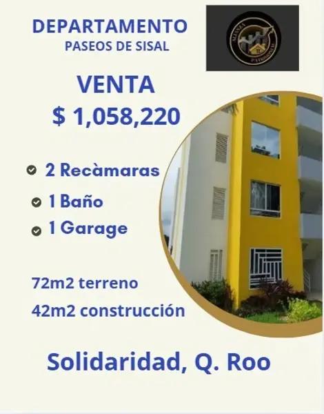 VENTA DEPARTAMENTO PASEOS DE SISAL SOLIDARIDAD Q.ROO