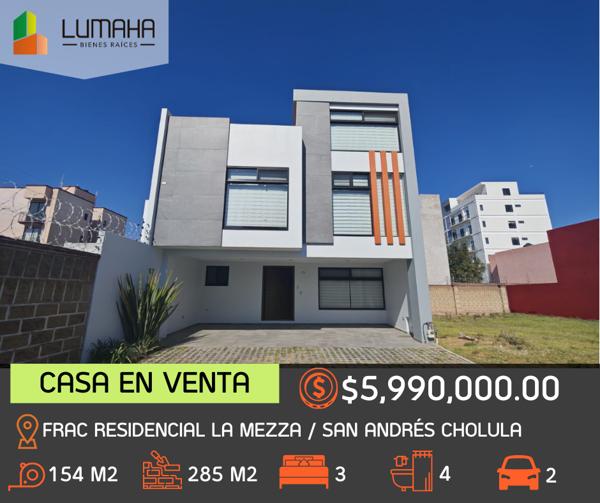 Casa en venta en Residencial La Mezza, San Andrés Cholula, Puebla