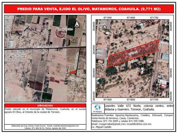 TERRENO EN VENTA EL OLIVO (FRENTE A WET LAGUNA)