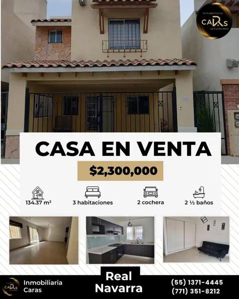 CASA EN VENTA EN FRACCIONAMIENTO REAL NAVARRA PACHUCA  DE SOTO