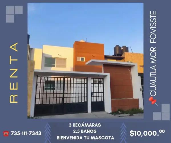 Casa en renta en privada alondras en  Fovissste.