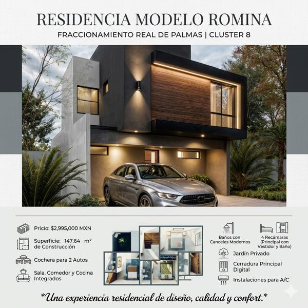 Hermosas residencias modelo Romina en Real de Palmas, 2,995,000 Hermosas residencias modelo Romina en Real de Palmas, 2,995,000