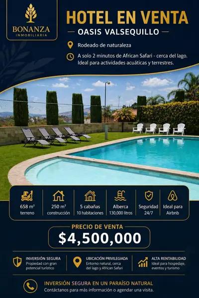 Oportunidad de inversión: Hotel en venta y renta en El Oasis Valsequillo, Puebla