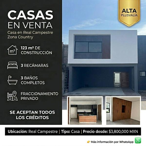 Bonitas casas de tipo residencial en Real Campestre - $3,800,000 MXN.