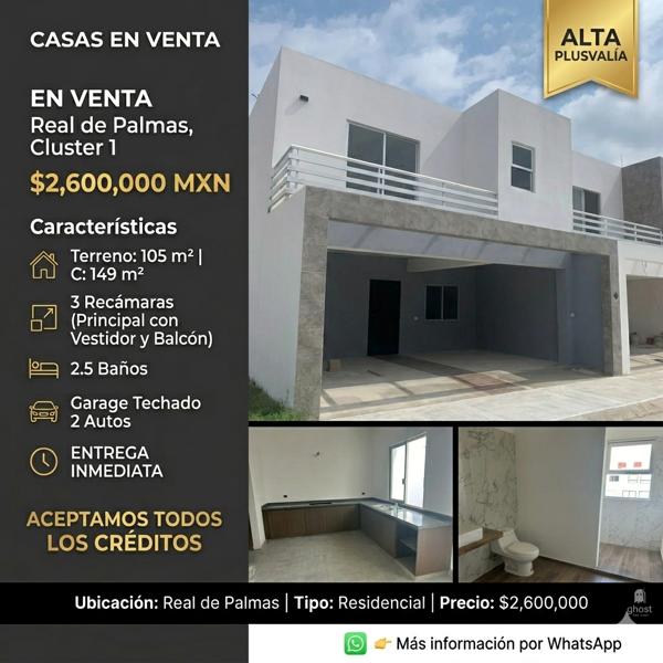 Bonitas residencias en venta en Cluster 1 de Real de Palmas - $2,600,000 Bonitas residencias en venta en Cluster 1 de Real de Palmas - $2,600,000