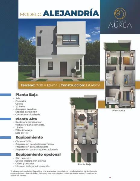 Casa en venta en Paseo Aurea, Torreón con 3 recámaras y cochera en fraccionamiento cerrado