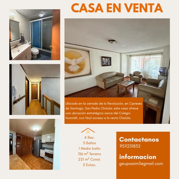 Casa en Venta cerca de Colegio Humoldt en Santiago Momoxpan, San Pedro Cholula