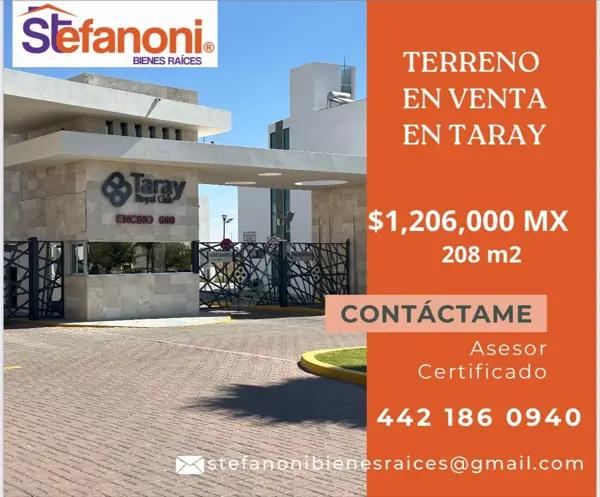 TERRENO EN VENTA EN CONDOMINIO TARAY ROYAL CLUB RESIDENCIAL EL MARQUÉS QRO. TERRENO EN VENTA EN CONDOMINIO TARAY ROYAL CLUB RESIDENCIAL EL MARQUÉS QRO.